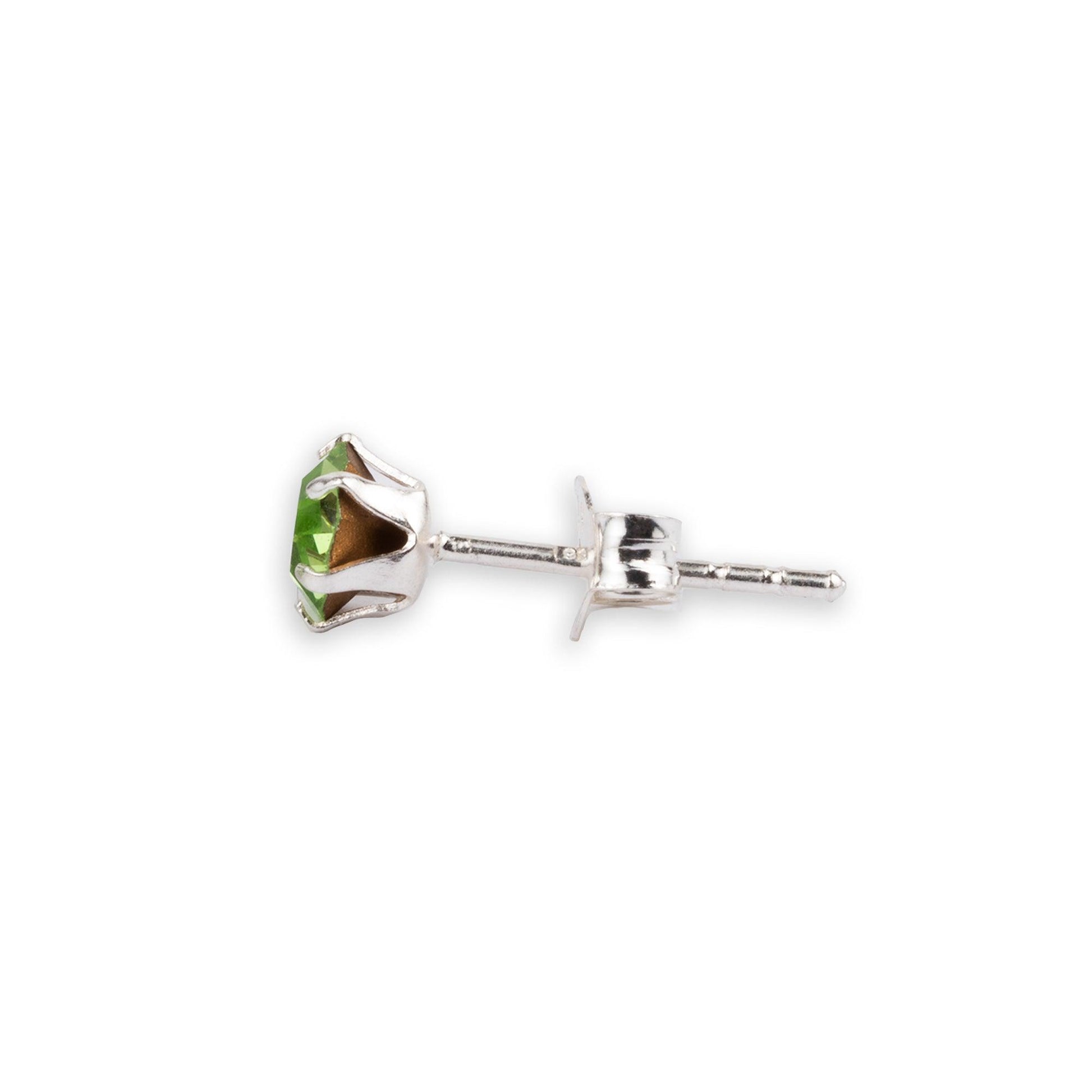 Sterling Silver Green Cubic Zirconia Stud Earrings with Push Back BP8227 - Minar Jewellers
