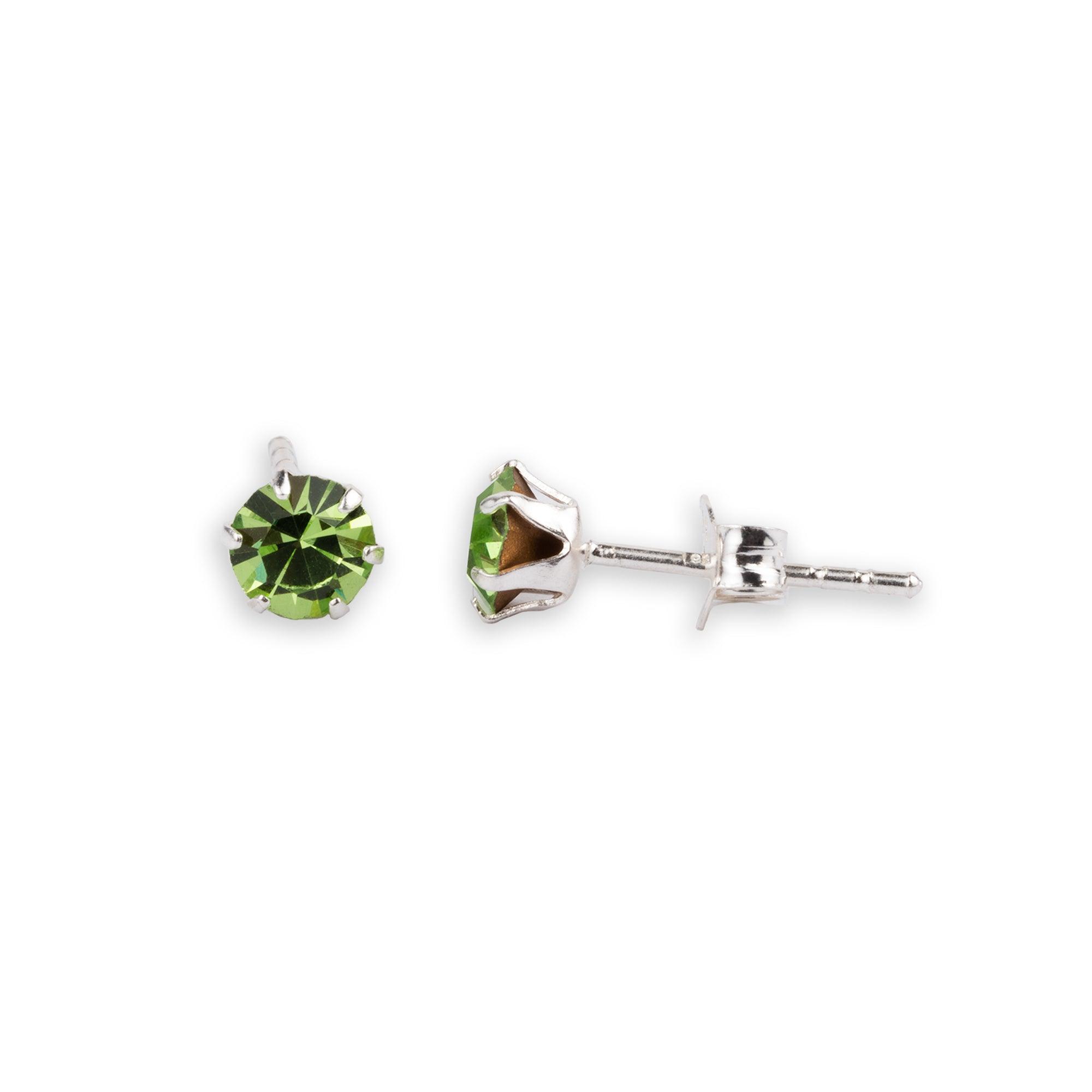 Sterling Silver Green Cubic Zirconia Stud Earrings with Push Back BP8227 - Minar Jewellers