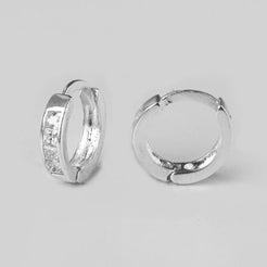Huggies Sterling Silver Cubic Zirconia Hoop Earrings BP8283 - Minar Jewellers