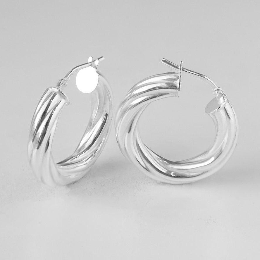 Creole Twist Round Hoops Sterling Silver Earrings BP9142 - Minar Jewellers