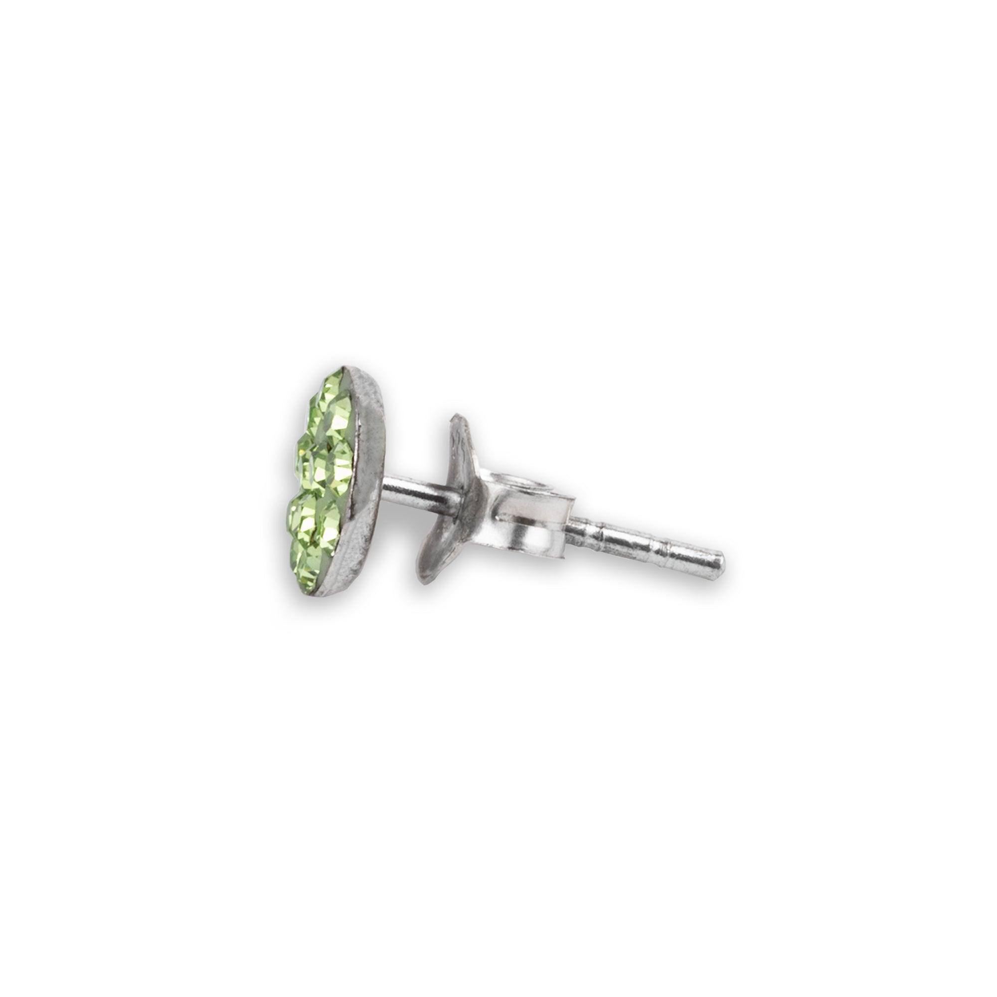 Sterling Silver Green Austrian Crystal Stud Earrings with Push Back BP9622