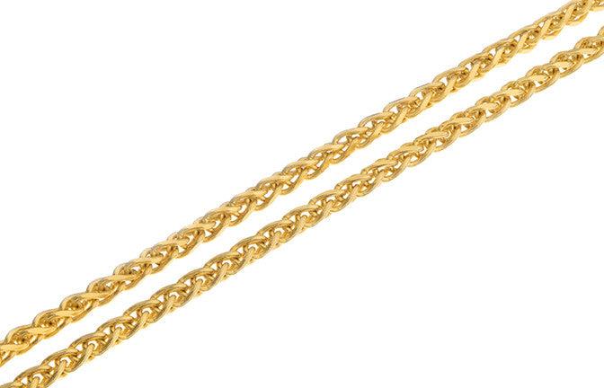 22ct Yellow Gold 24" Wheat Chain, Minar Jewellers