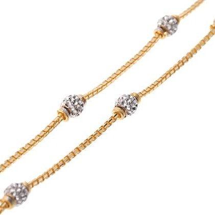 22ct Gold Box Chain with diamond cut gold beads and hook clasp C-7125 - Minar Jewellers