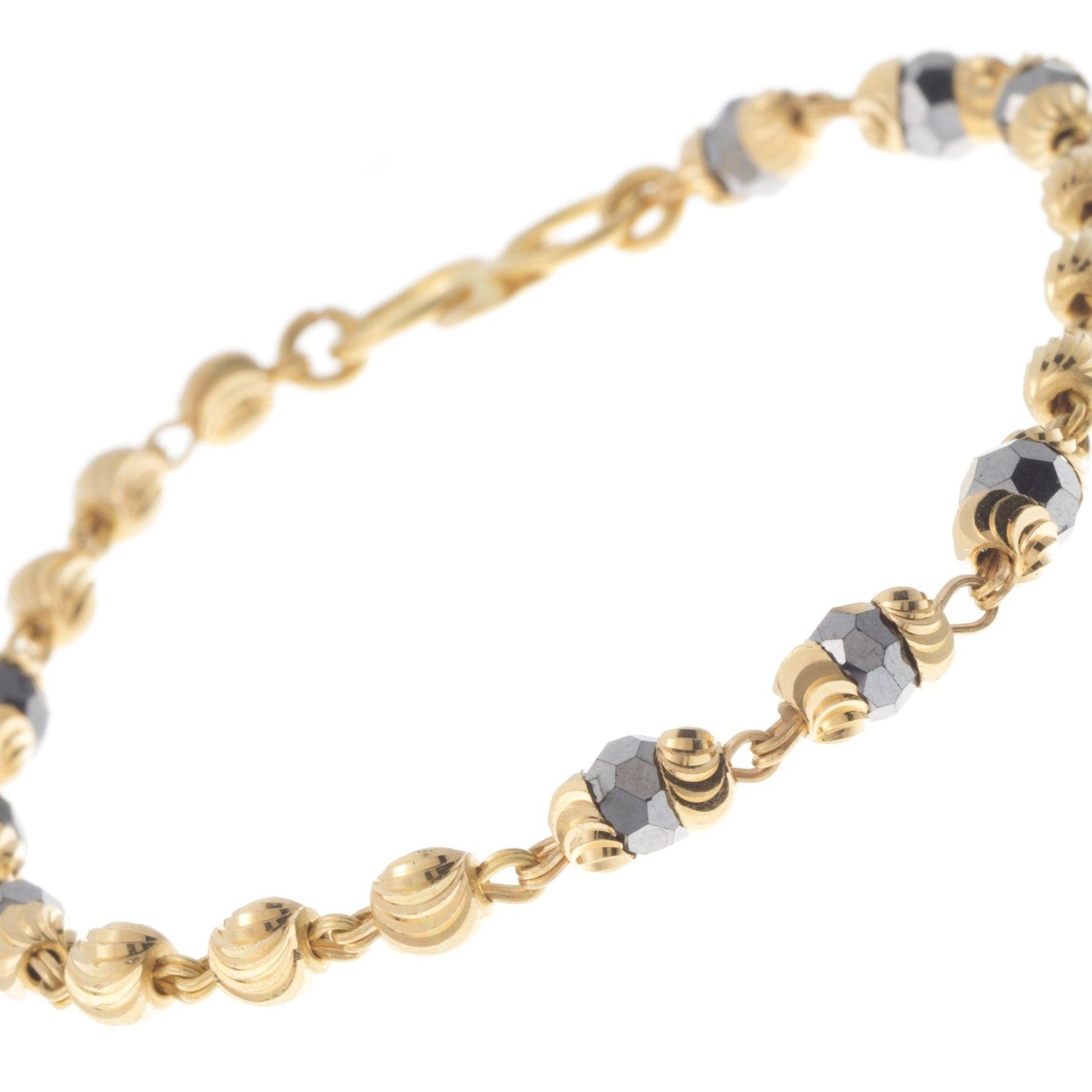 22ct Gold Children's Bracelets with Rhodium and Diamond Cut Design CBR-7380