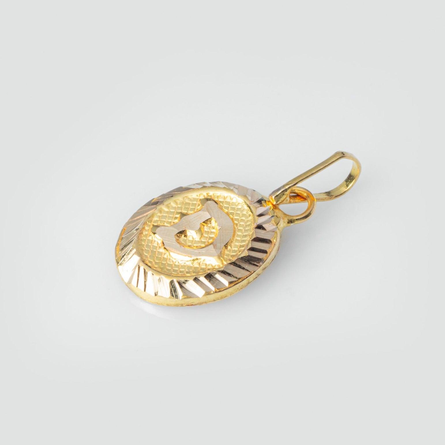 'D' 22ct Gold Initial Pendant P-7550 - Minar Jewellers