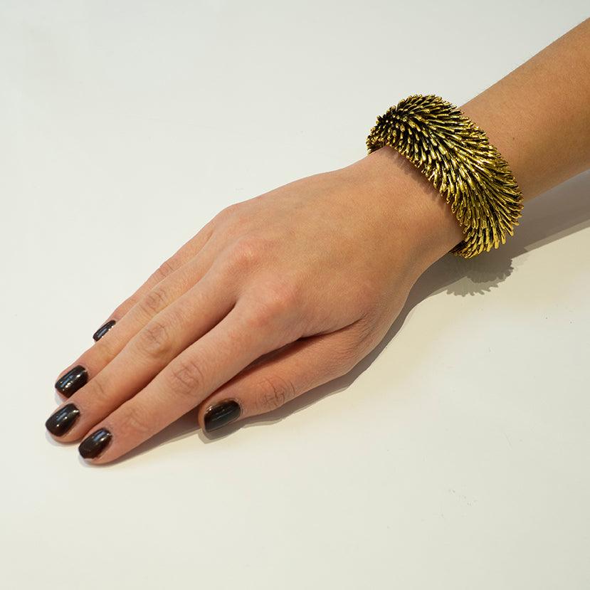 Spiky Gold Plated Cuff Fashion Bangle 0774g - Minar Jewellers