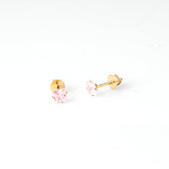 18ct Yellow Gold (with 22ct Gold Plating) Ear Studs set with Princess Cut Colour Cubic Zirconias - Minar Jewellers