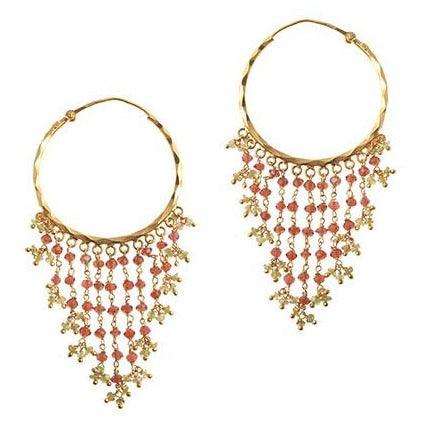 22ct Gold & Coloured Stones Hoop & Drop Earrings (14.9g) E-3914 - Minar Jewellers