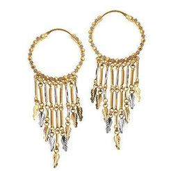 22ct Gold & Rhodium Hoop & Drop Earrings (10.6g) E-3919 - Minar Jewellers