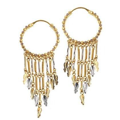 22ct Gold & Rhodium Hoop & Drop Earrings (10.6g) E-3919