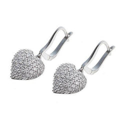 18ct White Gold Cubic Zirconia Heart Shaped Drop Earrings (6.9g) E-4662 - Minar Jewellers