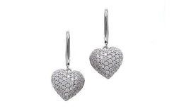 18ct White Gold Cubic Zirconia Heart Shaped Drop Earrings (6.9g) E-4662 - Minar Jewellers