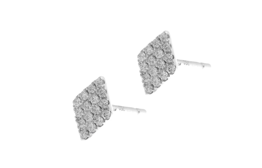 18ct White Gold Diamond Cluster Stud Earrings with push backs E42686-2