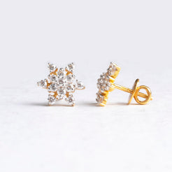 22ct Gold Stud Earrings set with Swarovski Zirconias in a flower design (3.63g) ET10167 - Minar Jewellers