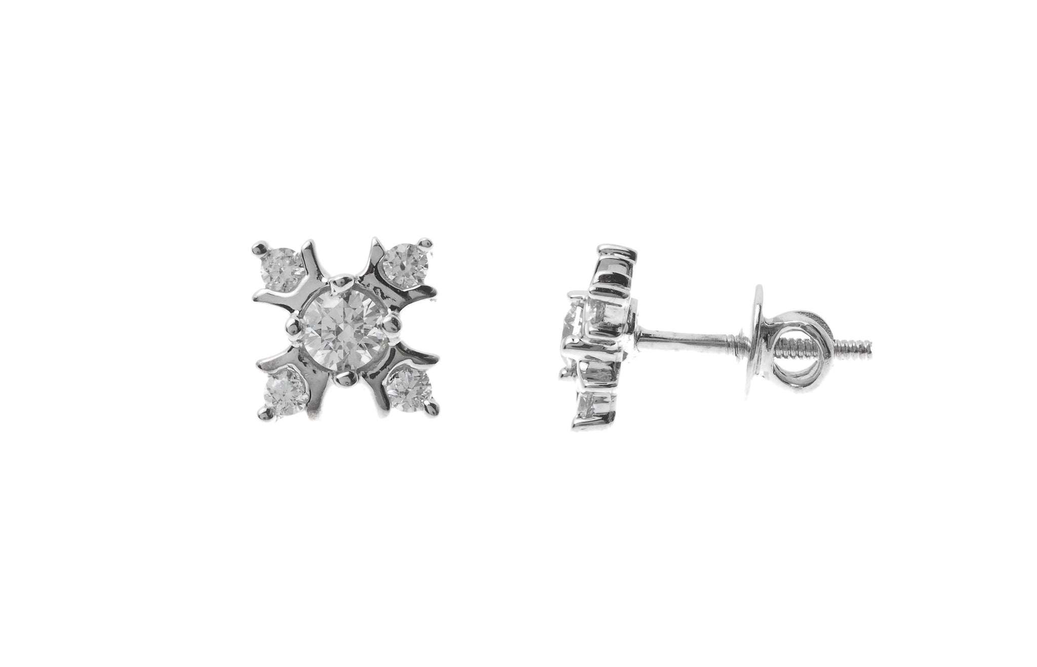 18ct White Gold Earrings set with Cubic Zirconia stones (2.99g) (ET7064)