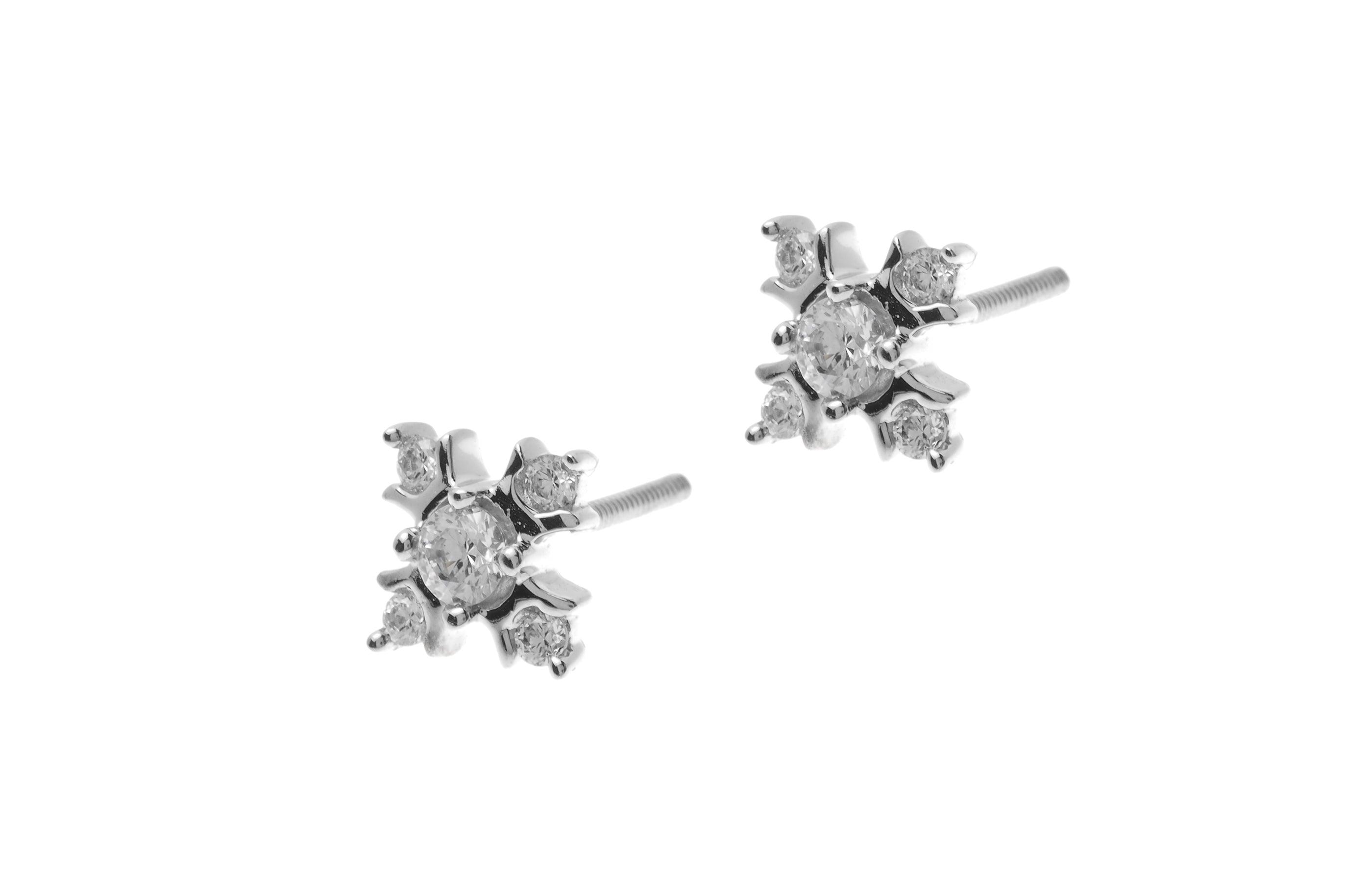 18ct White Gold Earrings set with Cubic Zirconia stones (2.99g) ET7064 - Minar Jewellers