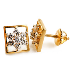 22ct Gold Stud Earrings set with Swarovski Zirconias in a flower design ET7306 - Minar Jewellers