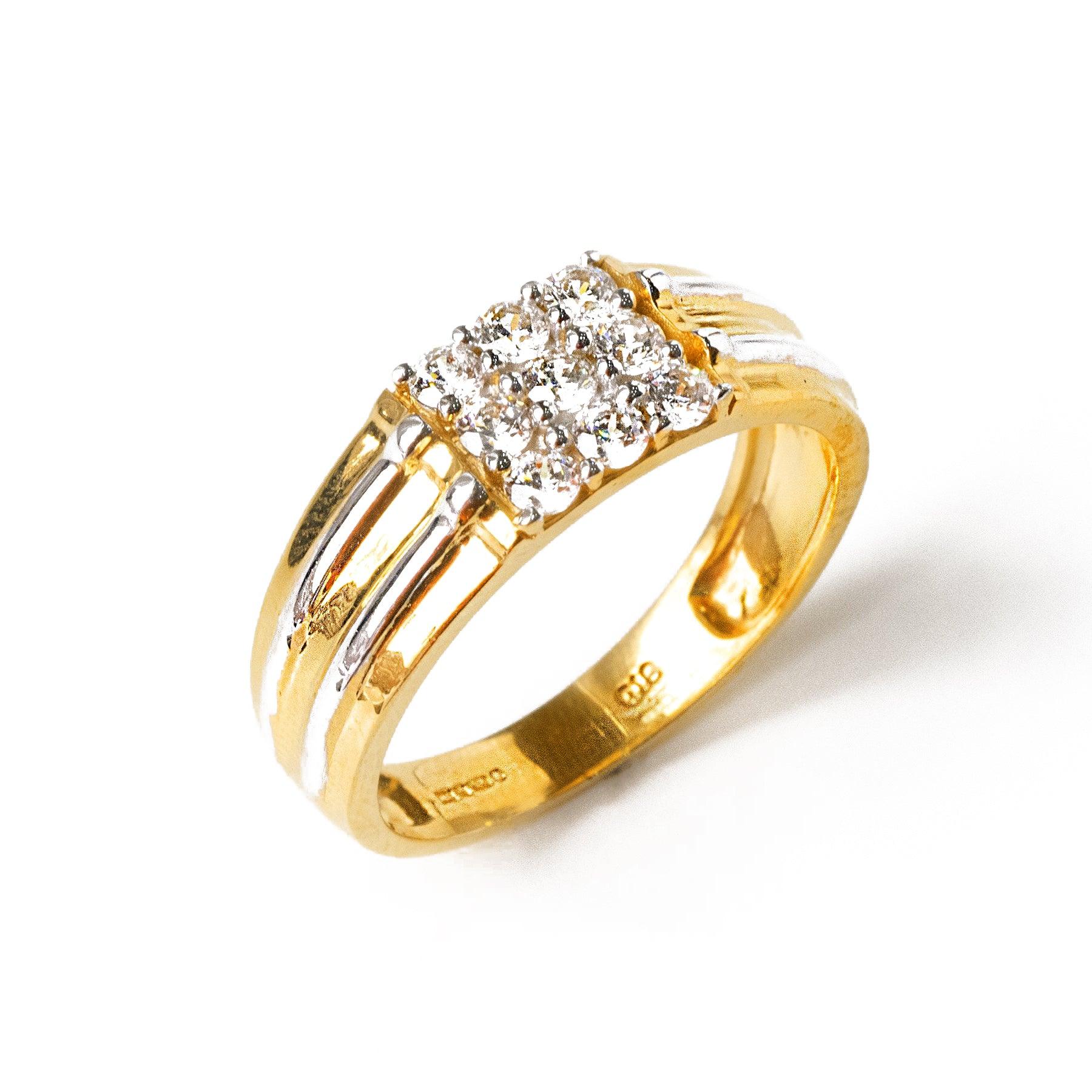 22ct Gold Gents Ring set with Swarovski Zirconias (6.04g) GR14140 - Minar Jewellers