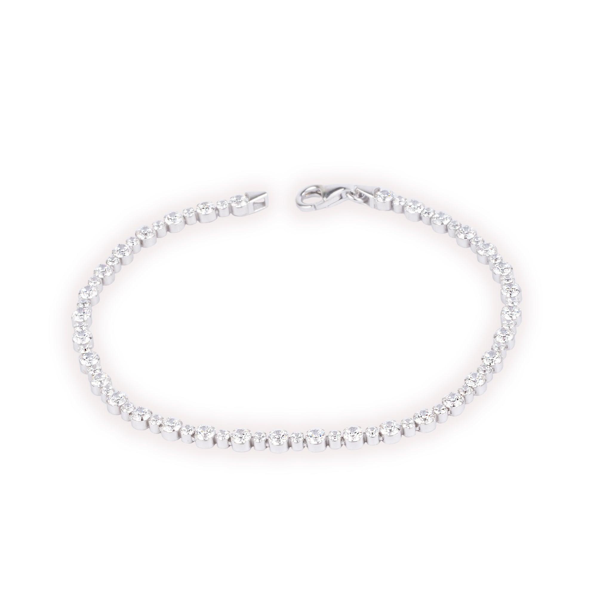 Sterling Silver White Cubic Zirconia Tennis Bracelet with Lobster Clasp G2689CZ - Minar Jewellers