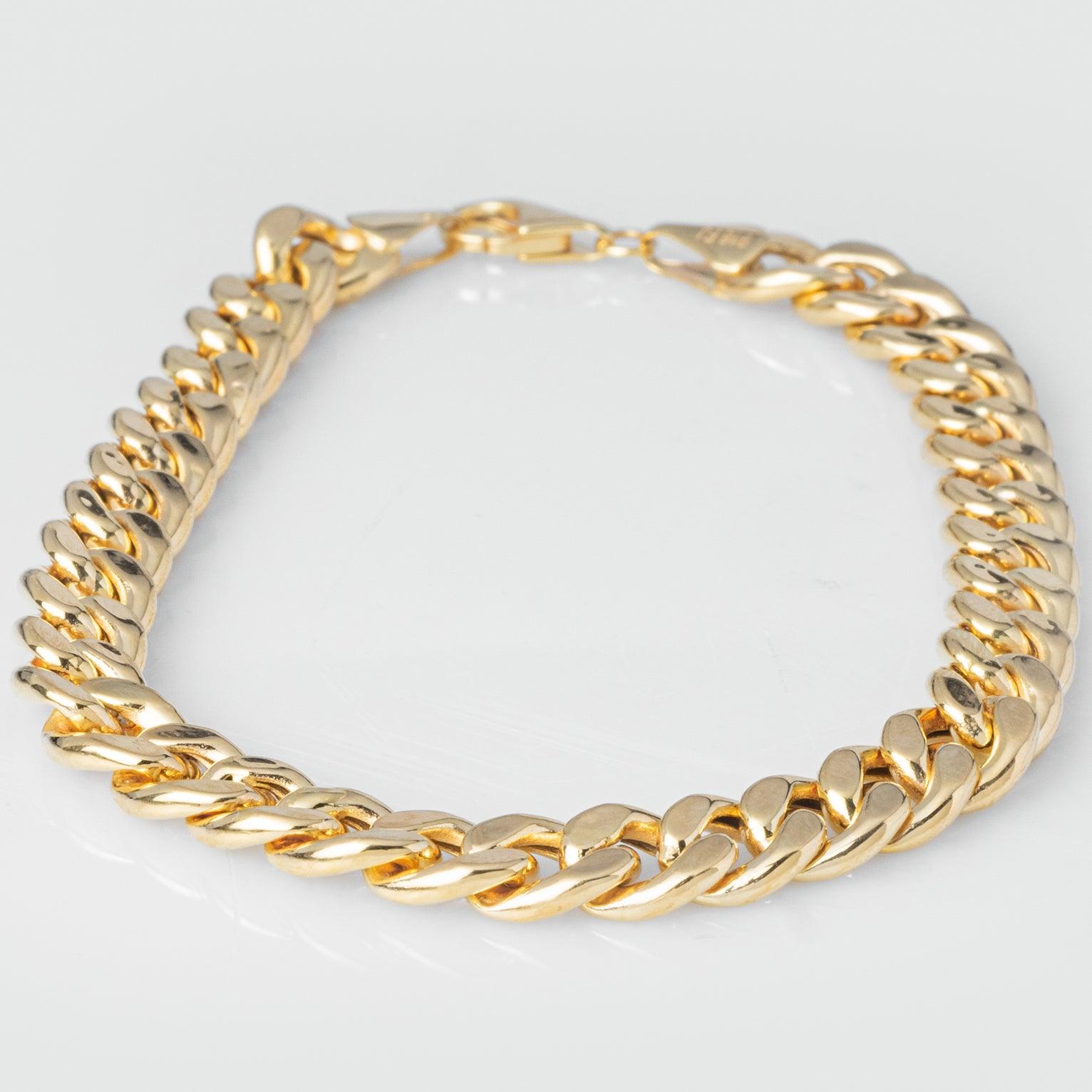 22ct Gold Curb Link Gents Bracelet with Mirror Finish fitted with a Lobster Clasp (15.4g) GBR-8044 - Minar Jewellers
