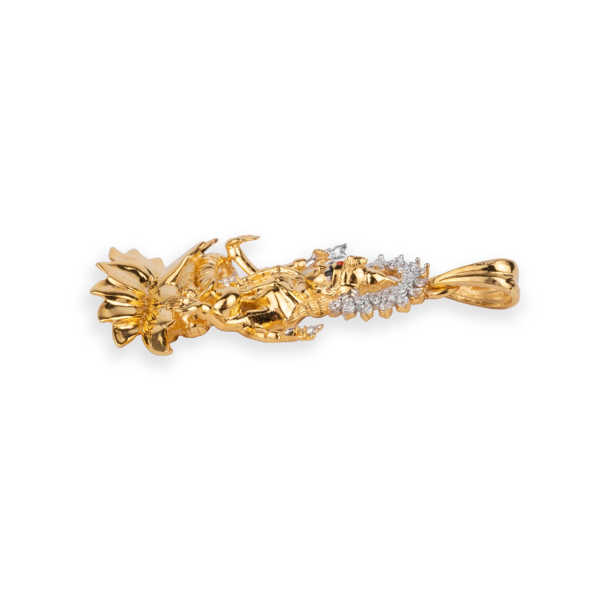 22ct Gold Swarovski Zirconia Lakshmi Pendant GP16011 - Minar Jewellers