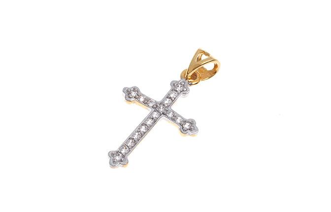22ct Gold Cubic Zirconia Cross Pendant (1.87g) GP7113 - Minar Jewellers