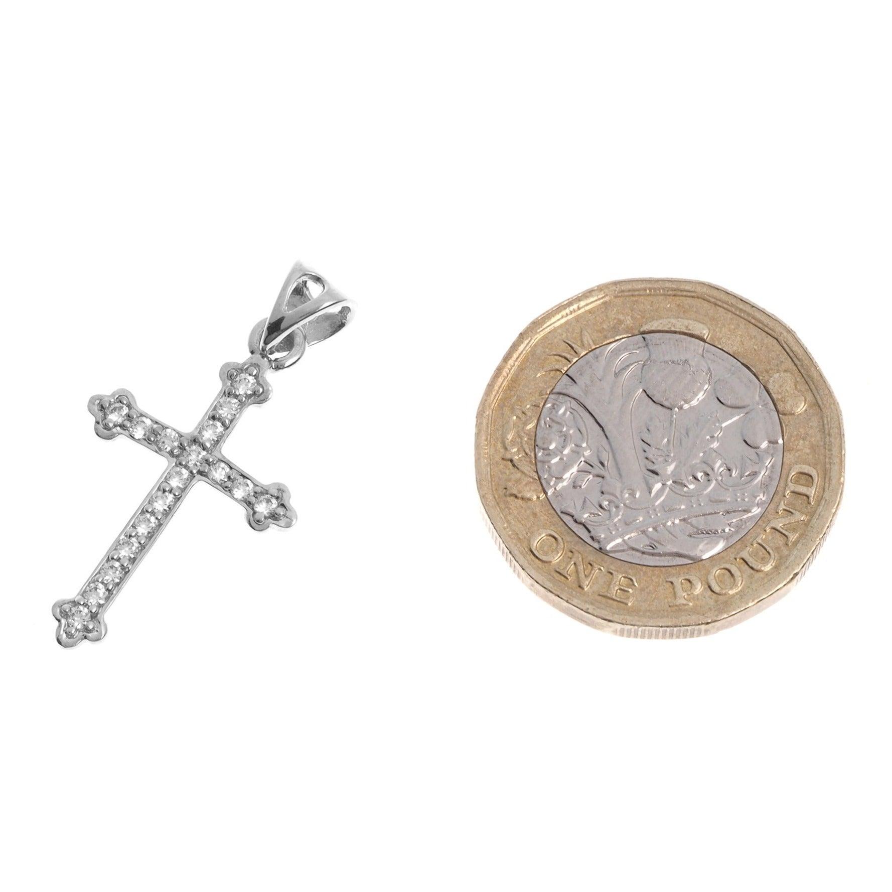18ct White Gold Cross Pendant set with Swarovski Zirconias GP7113 - Minar Jewellers