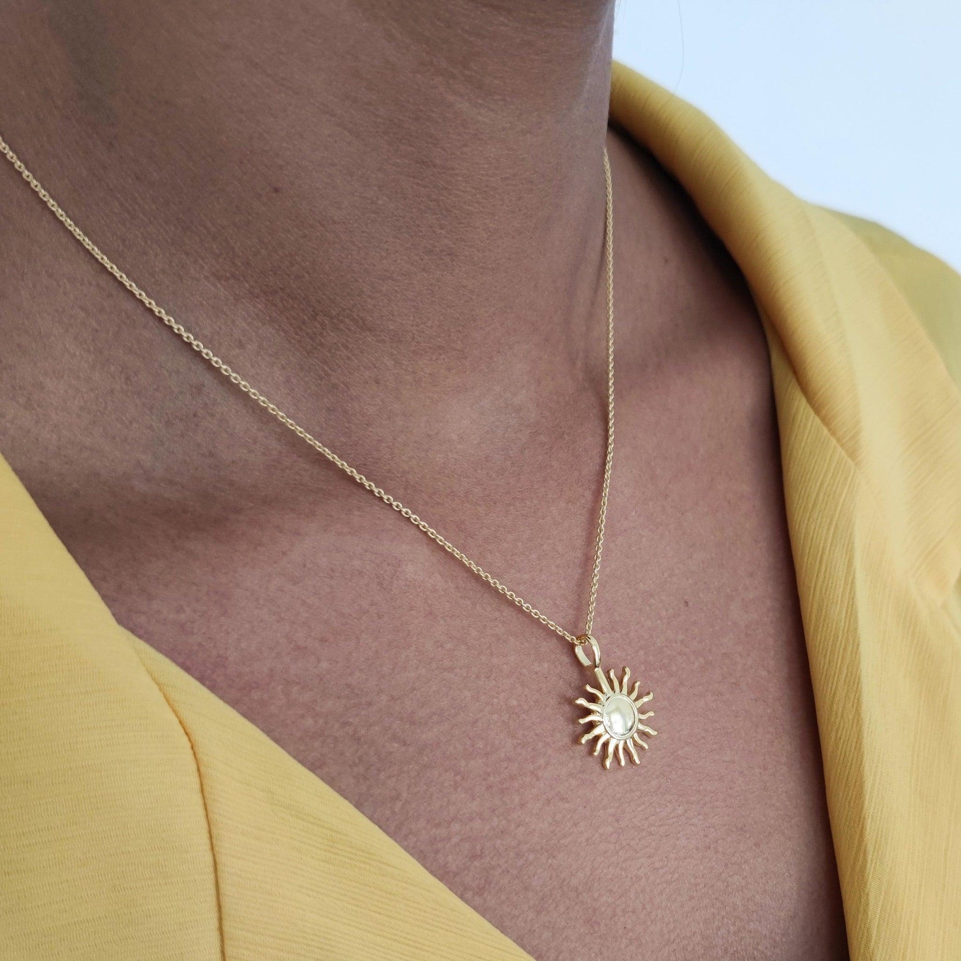 Gold Vermeil Sterling Silver Sun Pendant and Chain