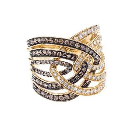 18ct Yellow Gold Diamond (Brown & White) Ring HF05355R-Y-BR - Minar Jewellers