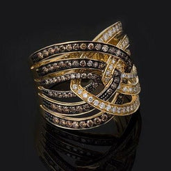 18ct Yellow Gold Diamond (Brown & White) Ring HF05355R-Y-BR - Minar Jewellers