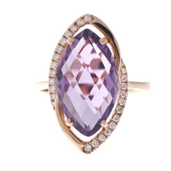 18ct Rose Gold Diamond and Amethyst Dress Ring HF05499R - Minar Jewellers