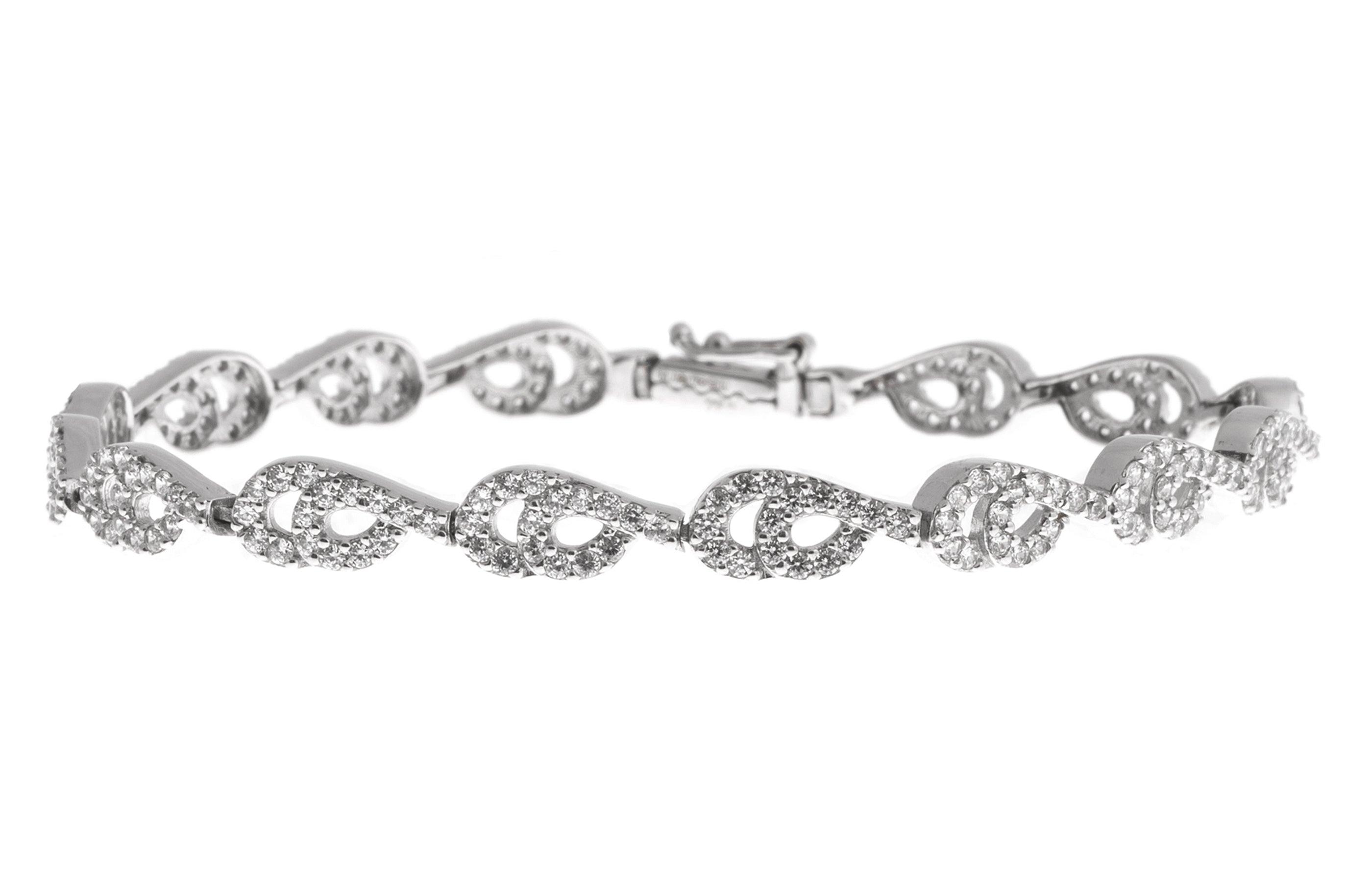 18ct White Gold Stone Set Bracelet (14.4g) LBR-1114 - Minar Jewellers