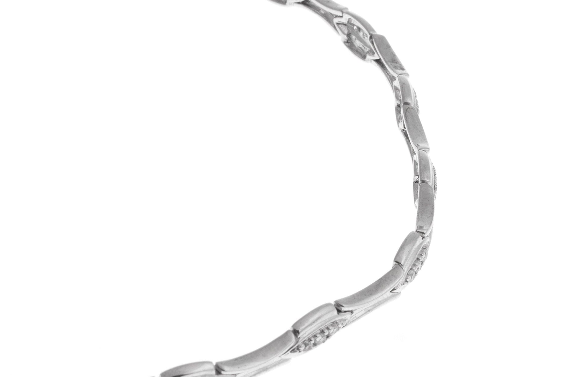 18ct White Gold Stone Set Bracelet (11.7g) LBR-1121 - Minar Jewellers