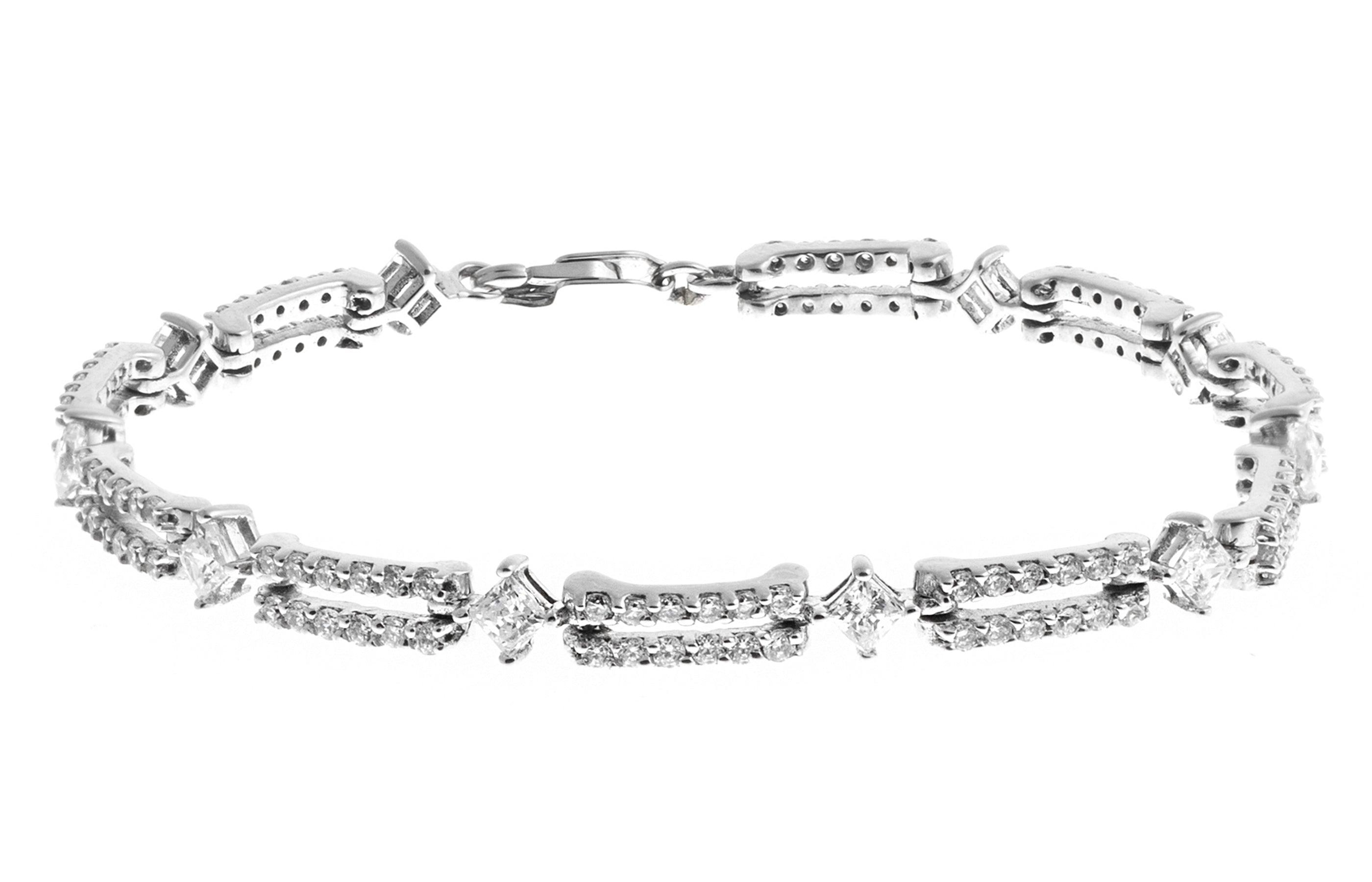 18ct White Gold Bracelet with Cubic Zirconia Stones (13.3g) LBR-1162 - Minar Jewellers