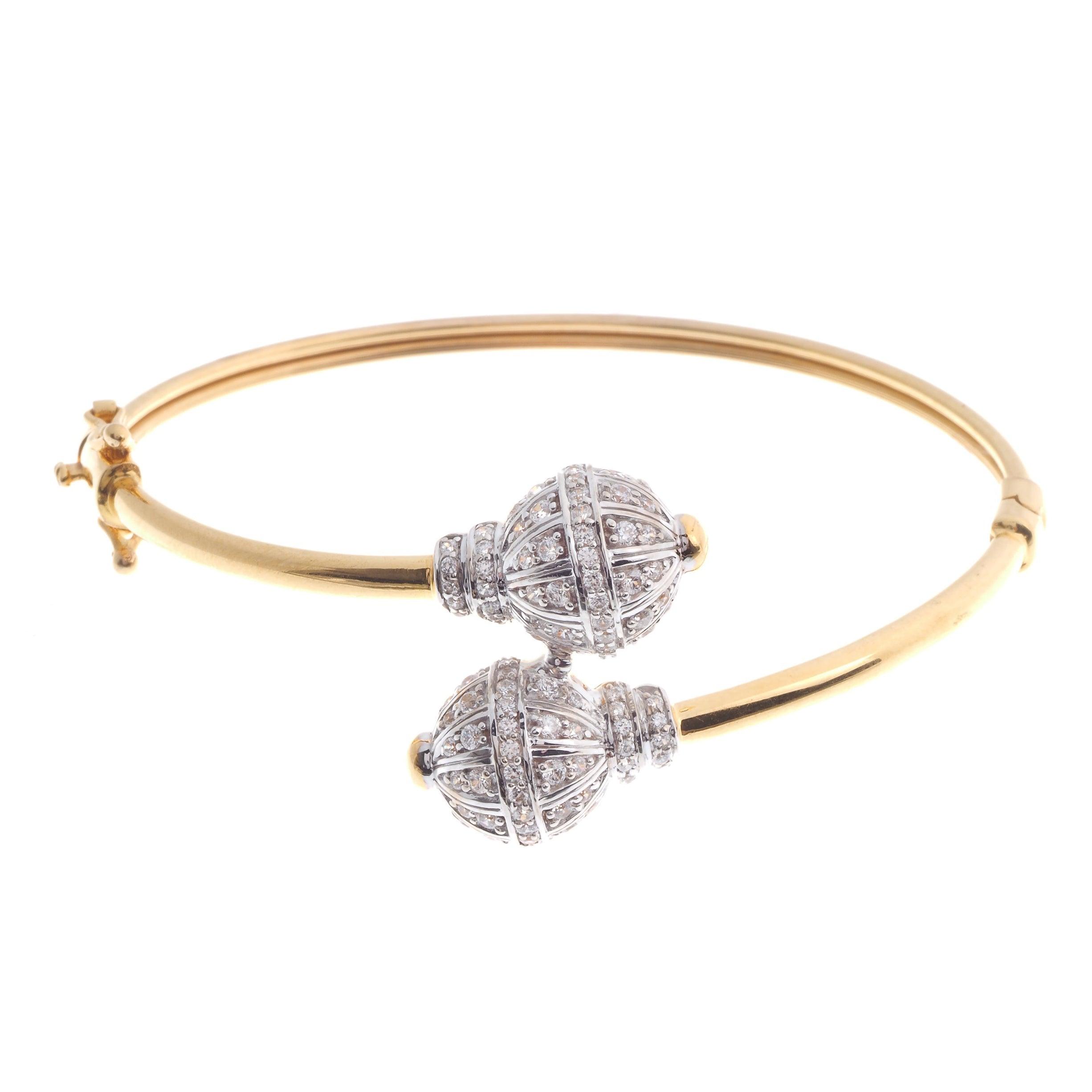 22ct Yellow Gold Cubic Zirconia Bangle with clasp (19.03g) LKB9004 - Minar Jewellers