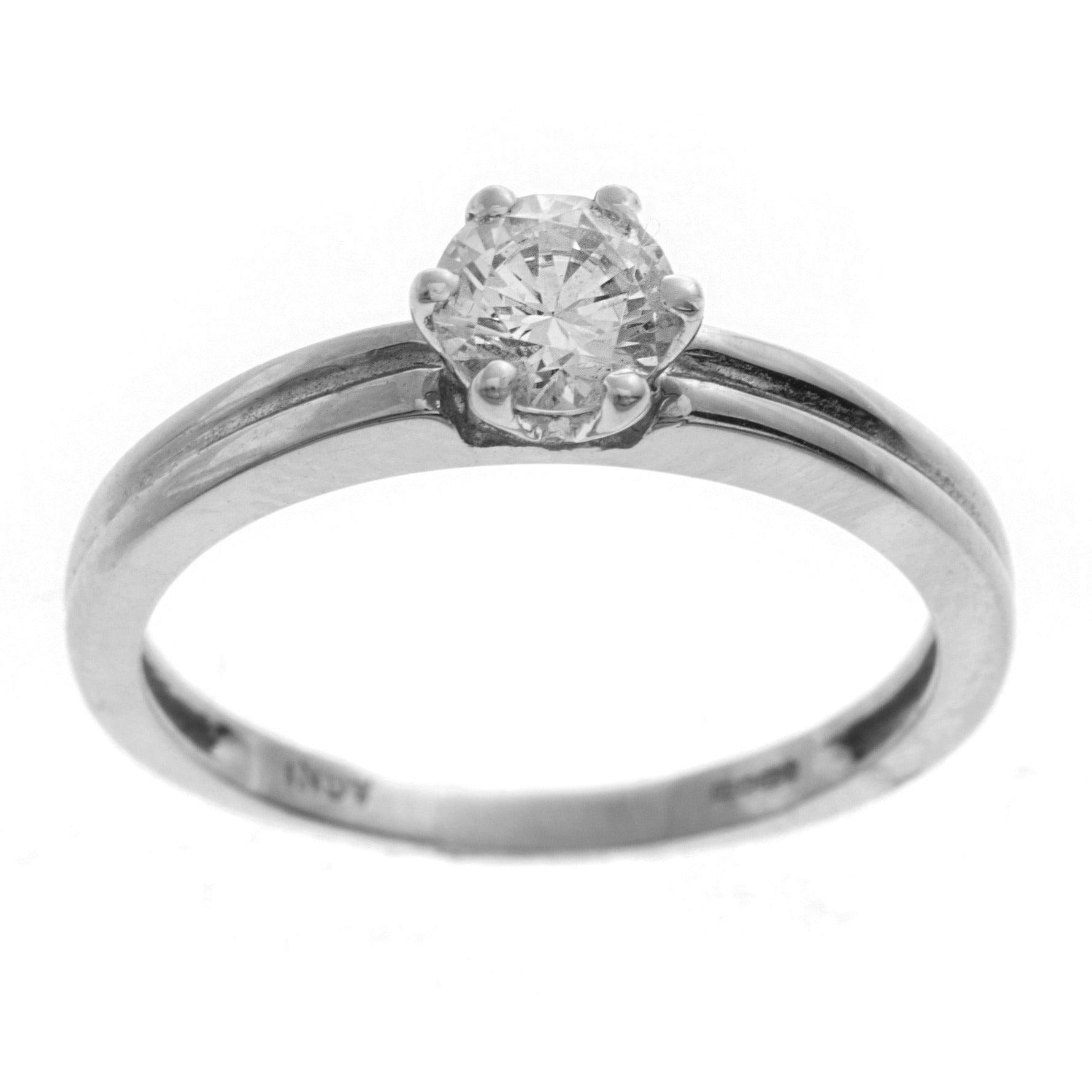 18ct White Gold Cubic Zirconia Engagement Ring LR-2363 - Minar Jewellers