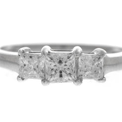 18ct White Gold Cubic Zirconia Trilogy Ring LR-2372 - Minar Jewellers