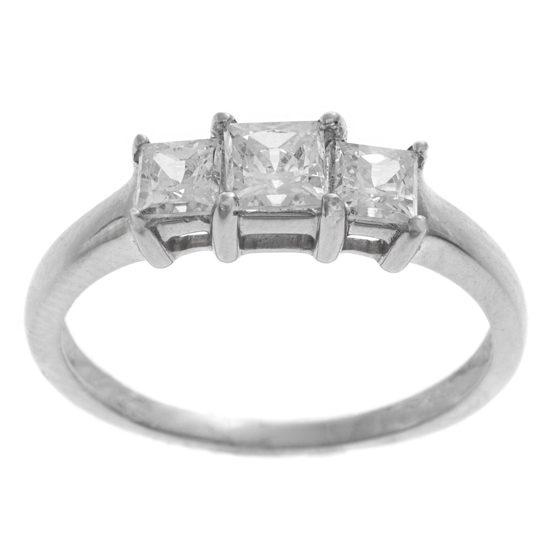 18ct White Gold Cubic Zirconia Trilogy Ring LR-2372 - Minar Jewellers
