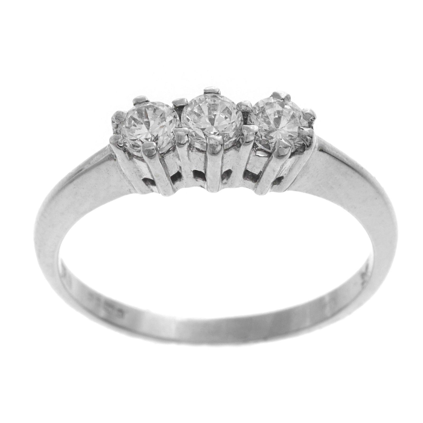 18ct White Gold Cubic Zirconia Trilogy Ring LR-2498 - Minar Jewellers