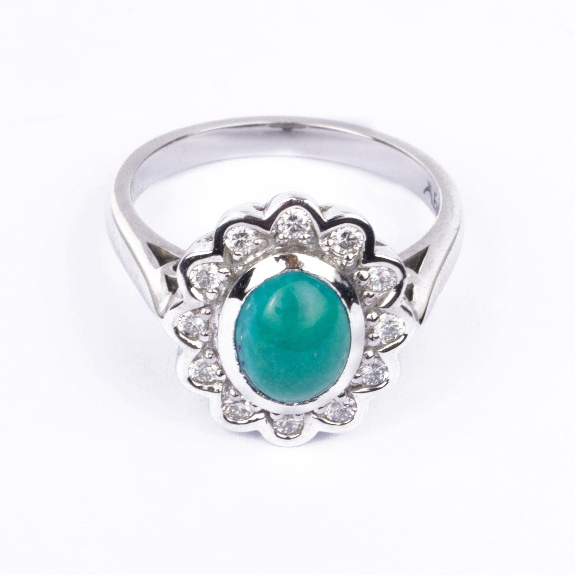 18ct White Gold Diamond and Turquoise Cocktail Ring LR-2971 - Minar Jewellers