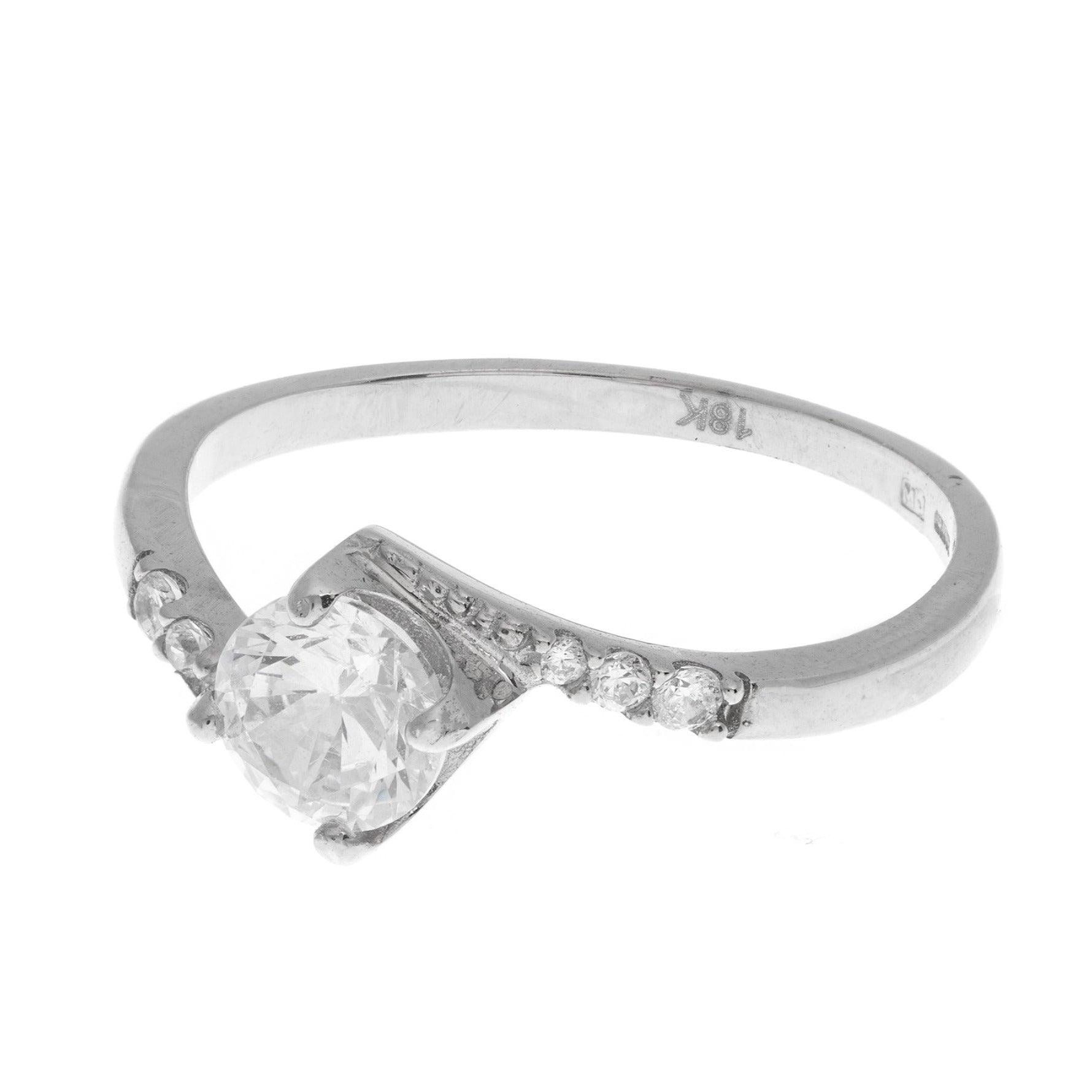 18ct White / Yellow Gold Cubic Zirconia Engagement Ring (LR-3833)