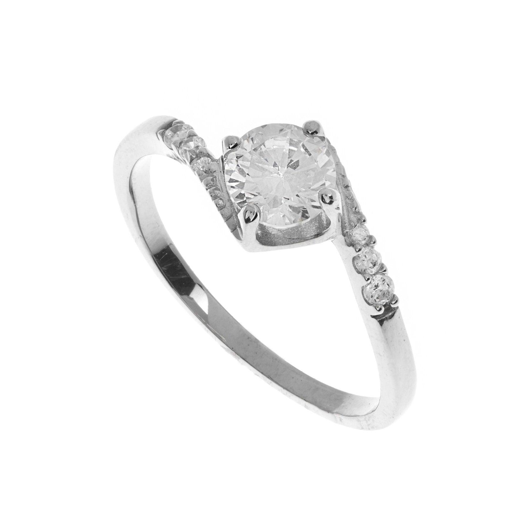 18ct White / Yellow Gold Cubic Zirconia Engagement Ring (LR-3833) - Minar Jewellers
