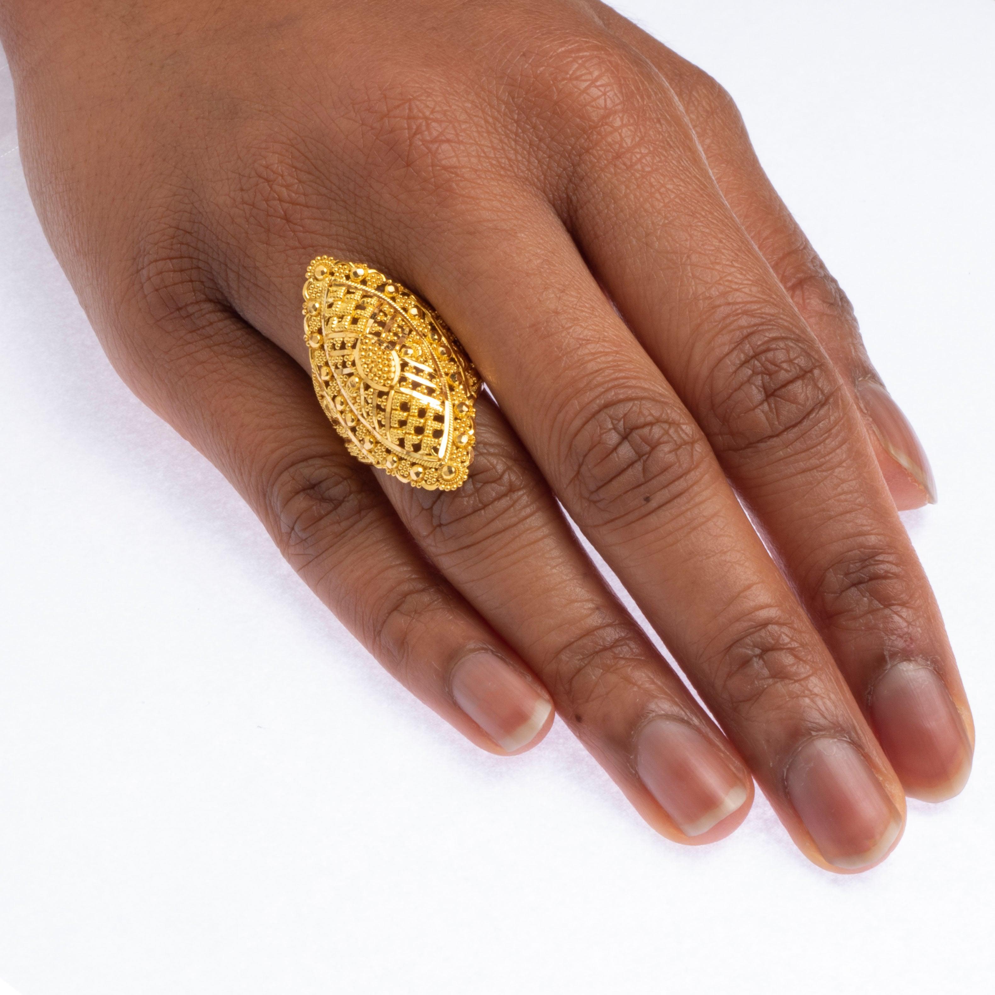 22ct Gold Filigree Dress Ring LR-7818 - Minar Jewellers