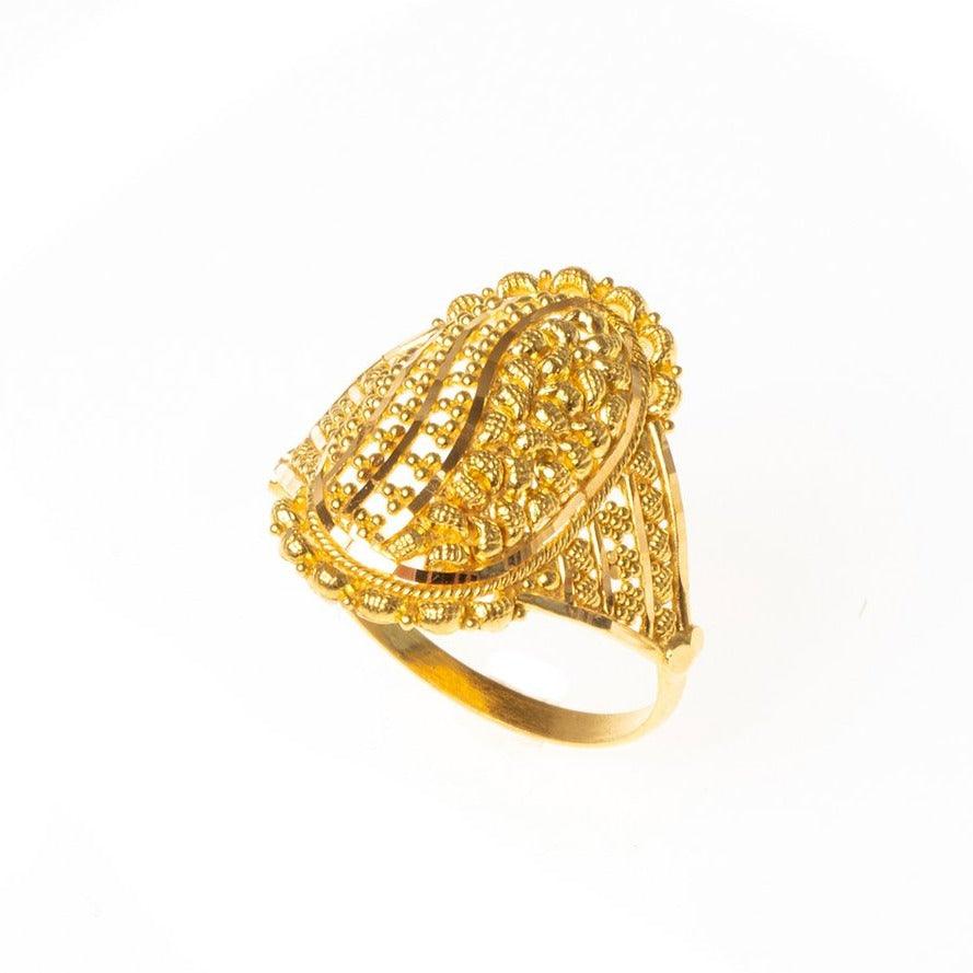 22ct Gold Filigree Dress Ring LR-7821 - Minar Jewellers