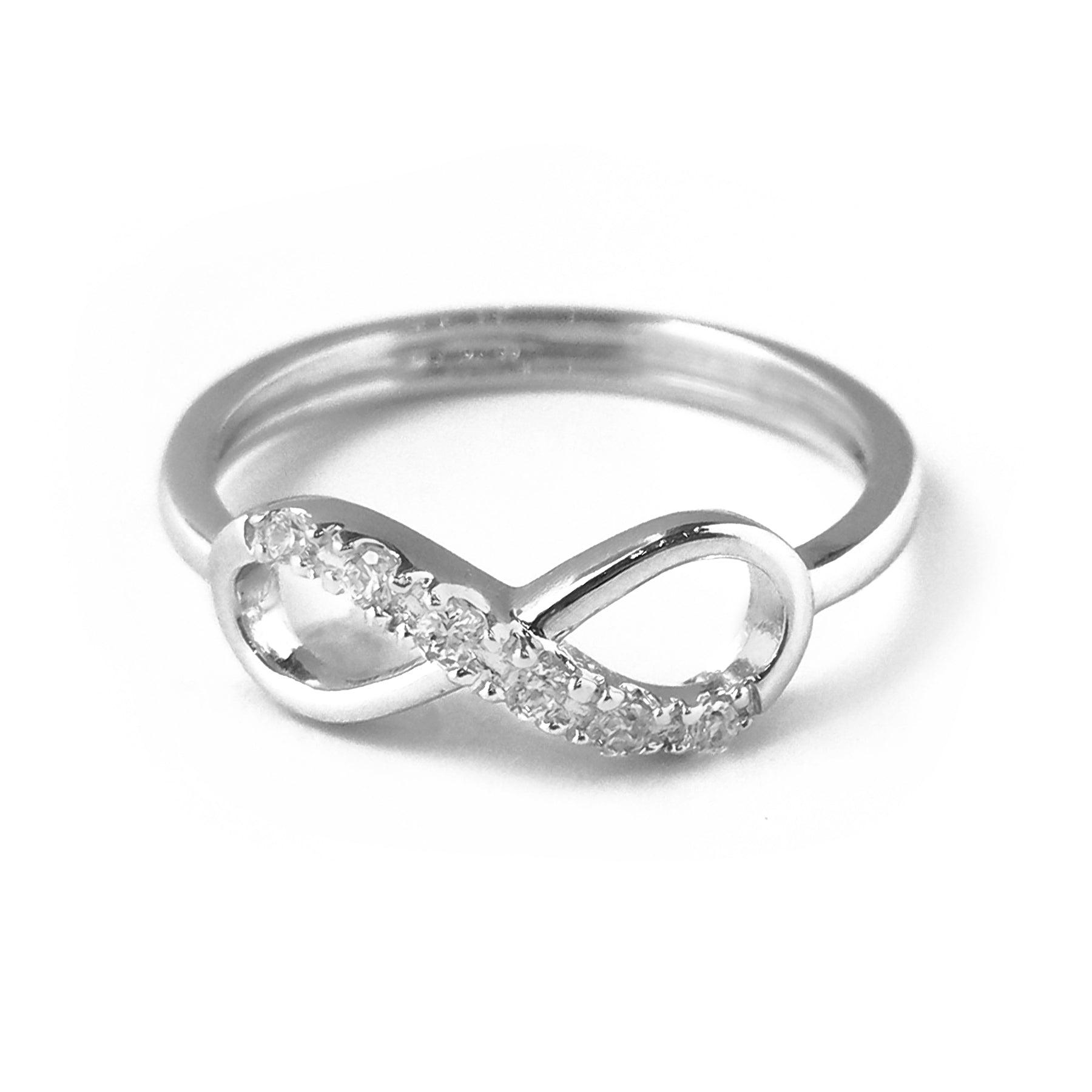 18ct White Gold Infinity Ring with Swarovski Zirconias LR13237 - Minar Jewellers