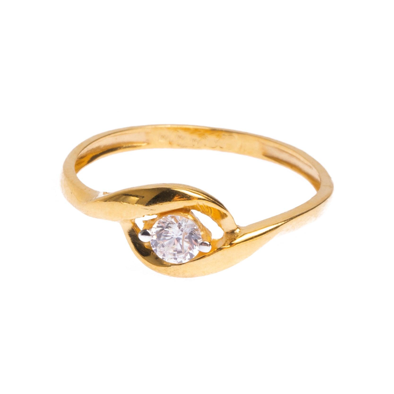 22ct Gold Ring with Swarovski Zirconia Stone LR16352 - Minar Jewellers