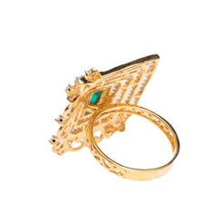 22ct Gold Swarovski Zirconia and Green Stone Cocktail Ring (11.05g) LR19292 - Minar Jewellers