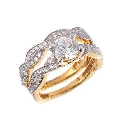 22ct Gold Cubic Zirconia Engagement Ring and Wedding Band Suite LRNEW2 - Minar Jewellers