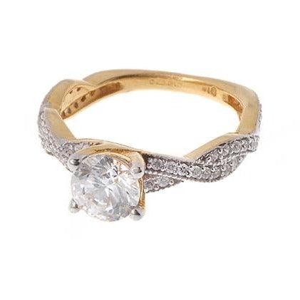 22ct Gold Cubic Zirconia Engagement Ring and Wedding Band Suite LRNEW2
