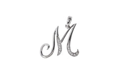 'M' Initial Pendant 18ct White Gold Diamond MCS2091 - Minar Jewellers